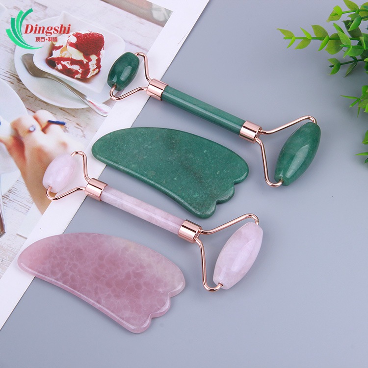 Jade Roller Stone - Rosenquarz-Dongling-Jade-Stein-Jade-Roller-Massagewerkzeug für Hautpflege und Schönheit, Druckentlastung